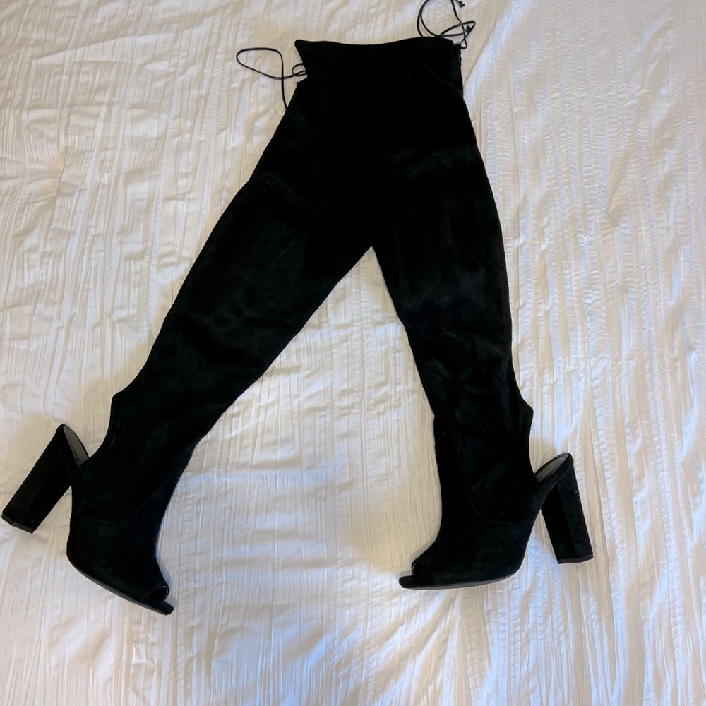 Black Peep Toe, heel out OTK Boots
